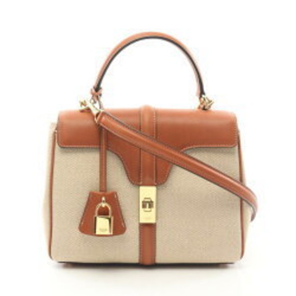 Celine Seize Handbag Leather Beige Brown - Picture 1 of 8